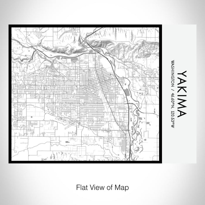 Rendered View of Yakima Washington Map on 20oz Stainless Steel Insulated Bottle with Bamboo Top with printed classic style map