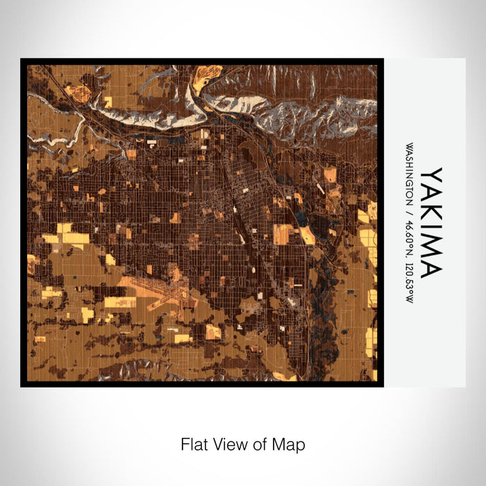Rendered View of Yakima Washington Map on 20oz Stainless Steel Insulated Bottle with Bamboo Top with printed ember style map