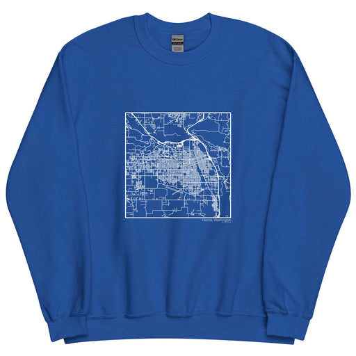Yakima Washington  Map Unisex Crewneck Sweater with City inscription in Royal Blue