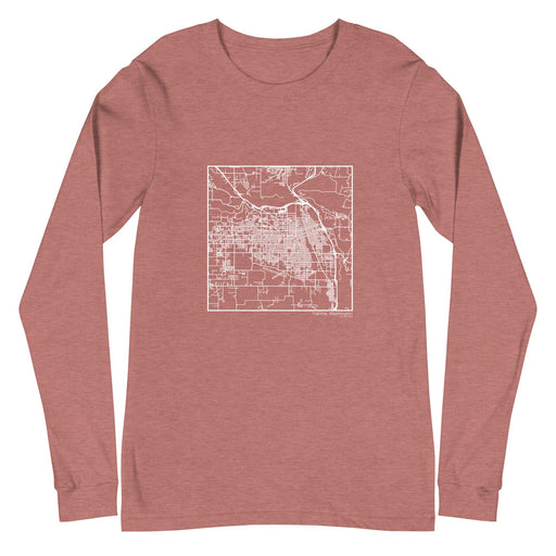 Yakima Washington  Map Unisex Long-Sleeve T-shirt with City inscription in Heather Mauve