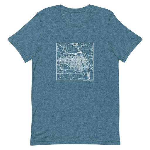 Yakima Washington  Map Unisex T-Shirt with City inscription in Heather Teal