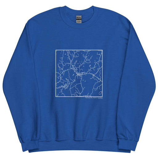 Yanceyville North Carolina  Map Unisex Crewneck Sweater with City inscription in Royal Blue