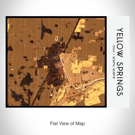 Rendered View of Yellow Springs Ohio Map on 20oz Stainless Steel Insulated Bottle with Bamboo Top with printed ember style map