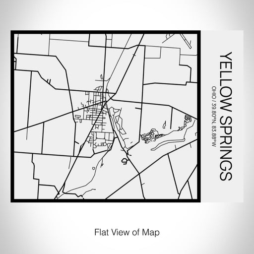 Rendered View of Yellow Springs Ohio Map on 20oz Stainless Steel Insulated Bottle with Bamboo Top in Matte White with printed Tactile Lines Map in Black