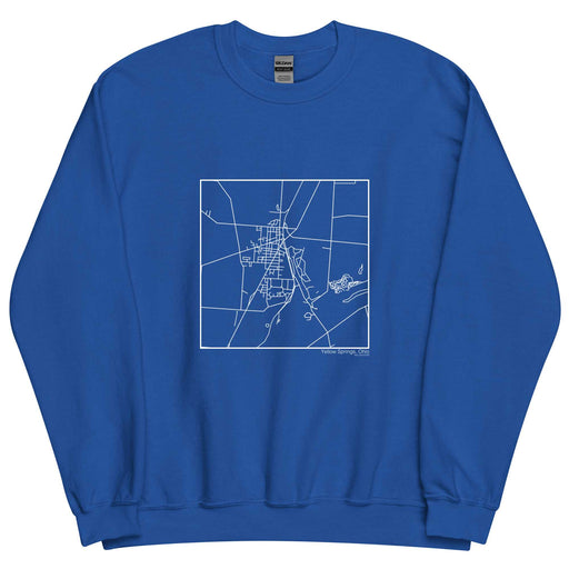 Yellow Springs Ohio  Map Unisex Crewneck Sweater with City inscription in Royal Blue