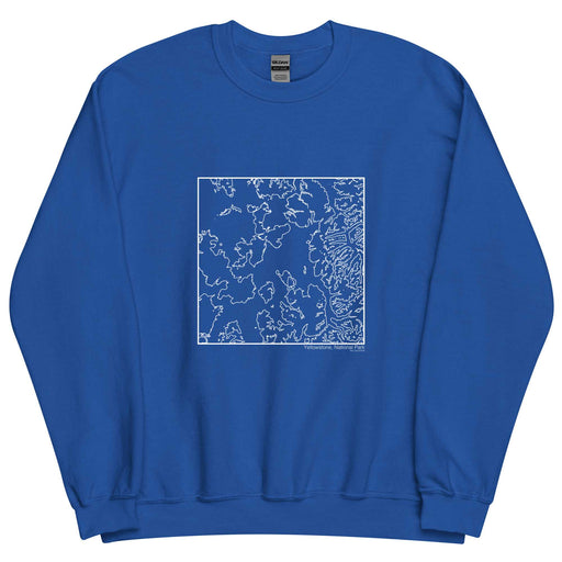 Yellowstone National Park Topographic  Map Unisex Crewneck Sweater with City inscription in Royal Blue