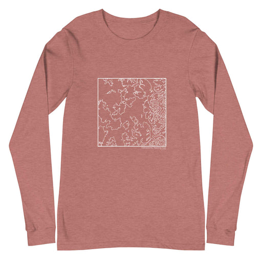 Yellowstone National Park Topographic  Map Unisex Long-Sleeve T-shirt with City inscription in Heather Mauve