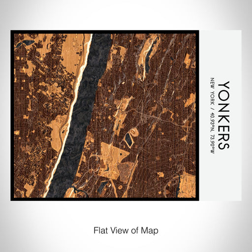 Rendered View of Yonkers New York Map on 20oz Stainless Steel Insulated Bottle with Bamboo Top with printed ember style map