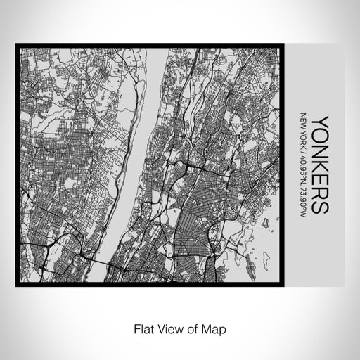 Rendered View of Yonkers New York Map on 20oz Stainless Steel Insulated Bottle with Bamboo Top with printed Tactile Lines Map in Black