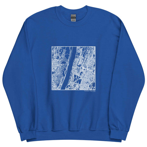 Yonkers New York  Map Unisex Crewneck Sweater with City inscription in Royal Blue