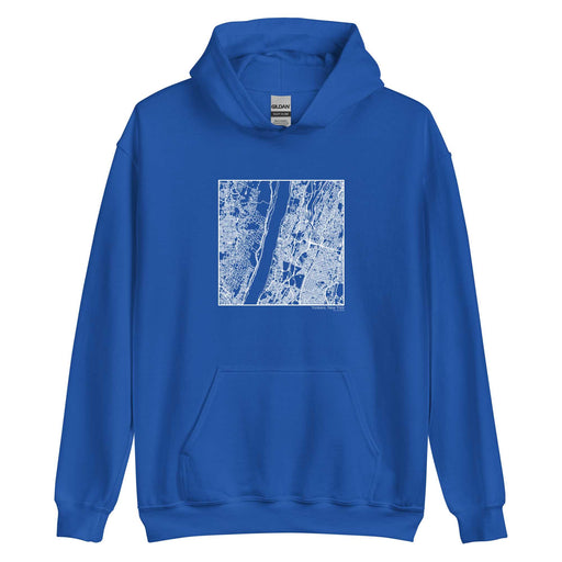 Yonkers New York  Map Unisex Hoodie Sweater with City inscription in Royal Blue