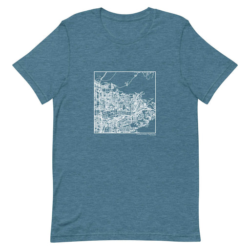 Yorba Linda California  Map Unisex T-Shirt with City inscription in Heather Teal