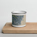 Front View Custom York Maine Map Enamel Mug in Afternoon on Cutting Board