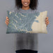 Person holding 20x12 Custom York Maine Map Throw Pillow in Afternoon