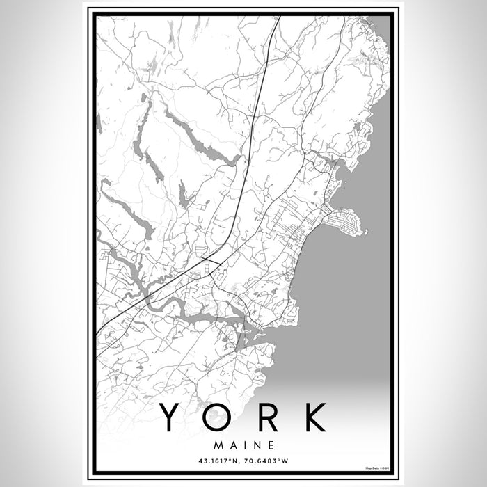 York Maine Map Print Portrait Orientation in Classic Style With Shaded Background