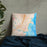 Custom York Maine Map Throw Pillow in Watercolor on Bedding Against Wall