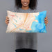 Person holding 20x12 Custom York Maine Map Throw Pillow in Watercolor