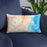 Custom York Maine Map Throw Pillow in Watercolor on Blue Colored Chair