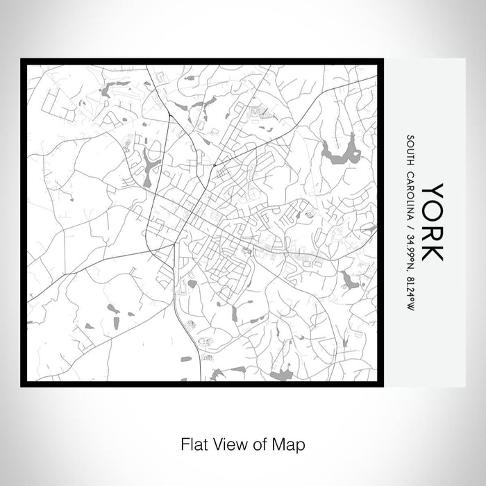 Rendered View of York South Carolina Map on 20oz Stainless Steel Insulated Bottle with Bamboo Top with printed classic style map