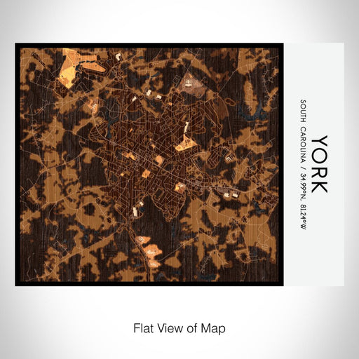 Rendered View of York South Carolina Map on 20oz Stainless Steel Insulated Bottle with Bamboo Top with printed ember style map