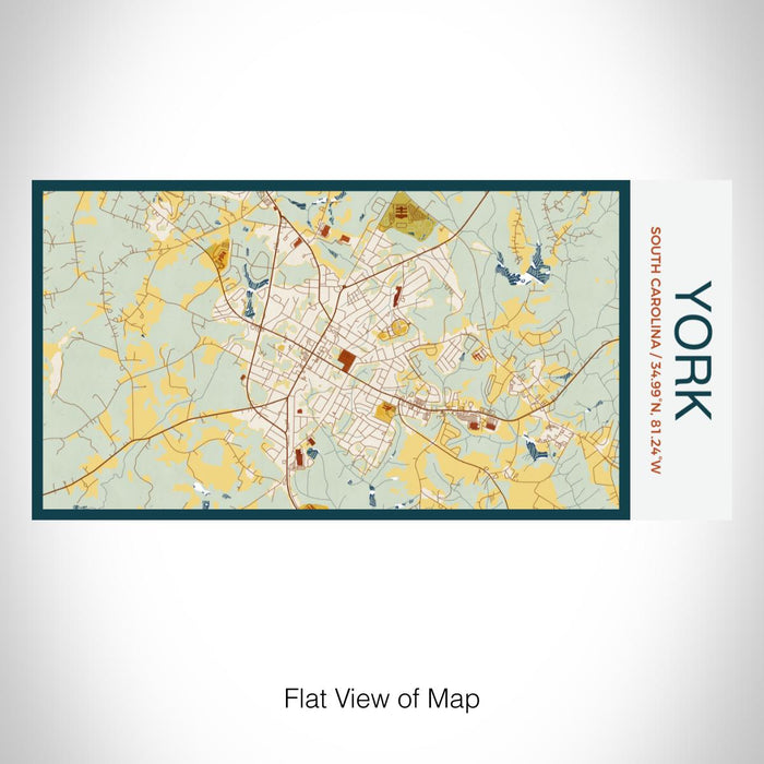 Rendered View of York South Carolina Map on 17oz Stainless Steel Insulated Bottle with printed woodblock style map