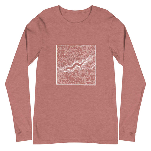 Yosemite National Park Topographic  Map Unisex Long-Sleeve T-shirt with City inscription in Heather Mauve