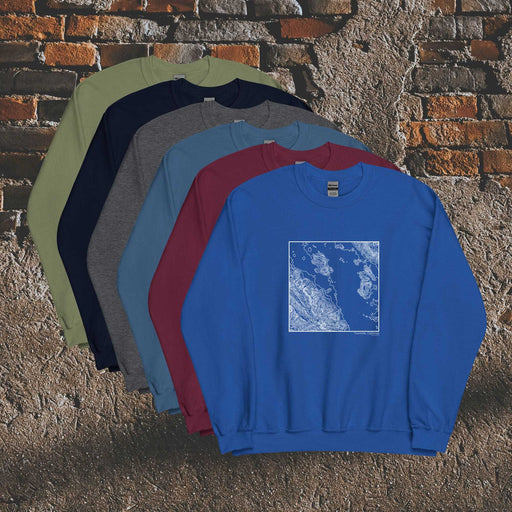 Yountville California Topographic  Map Unisex Crewneck Sweaters in Multiple Colors