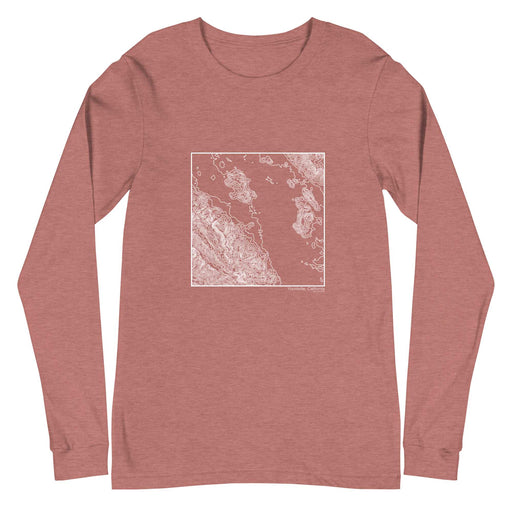 Yountville California Topographic  Map Unisex Long-Sleeve T-shirt with City inscription in Heather Mauve