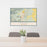 24x36 Yreka California Map Print Lanscape Orientation in Woodblock Style Behind 2 Chairs Table and Potted Plant