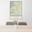 24x36 Yreka California Map Print Portrait Orientation in Woodblock Style Behind 2 Chairs Table and Potted Plant