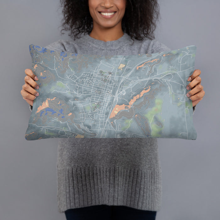 Person holding 20x12 Custom Yreka California Map Throw Pillow in Afternoon