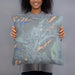 Person holding 18x18 Custom Yreka California Map Throw Pillow in Afternoon