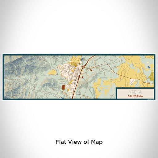 Flat View of Map Custom Yreka California Map Enamel Mug in Woodblock