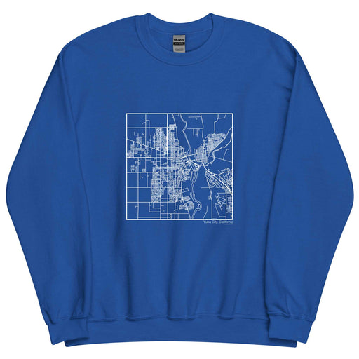 Yuba City California  Map Unisex Crewneck Sweater with City inscription in Royal Blue