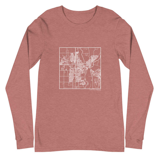Yuba City California  Map Unisex Long-Sleeve T-shirt with City inscription in Heather Mauve