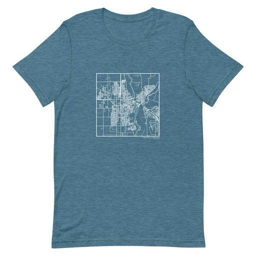 Yuba City California  Map Unisex T-Shirt with City inscription in Heather Teal