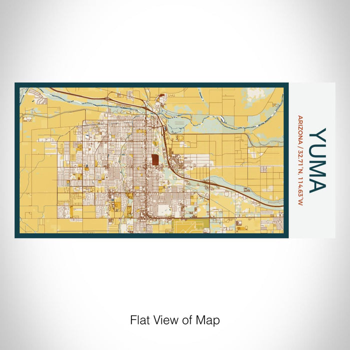 Rendered View of Yuma Arizona Map on 17oz Stainless Steel Insulated Bottle with printed woodblock style map