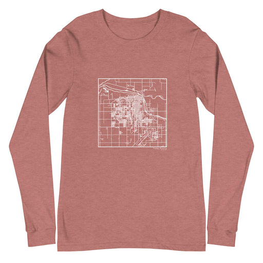 Yuma Arizona  Map Unisex Long-Sleeve T-shirt with City inscription in Heather Mauve