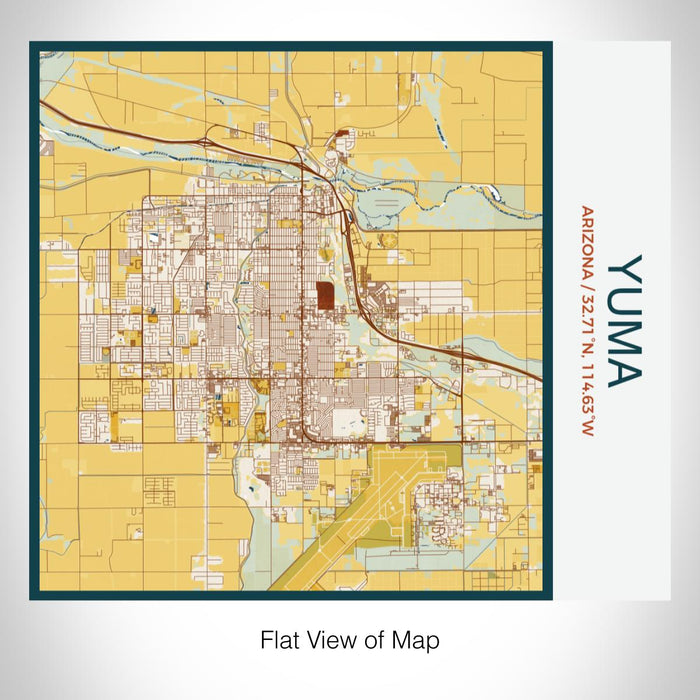 Rendered View of Yuma Arizona Map on 17oz Stainless Steel Insulated Tumbler in Woodblock Map Style