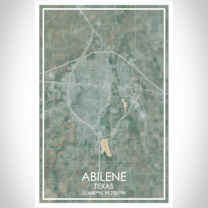 ABILENE Texas Map Print Portrait Orientation in Afternoon Style With Shaded Background