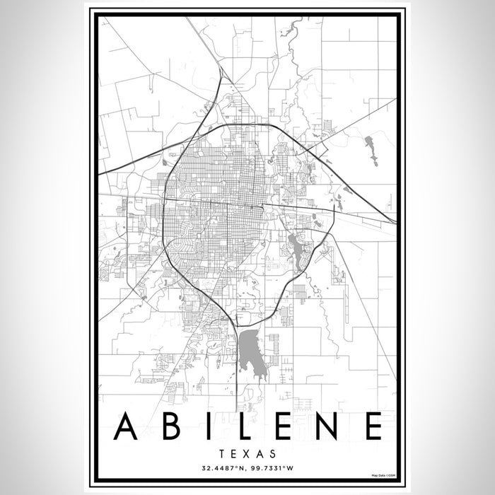 Abilene Texas Map Print Portrait Orientation in Classic Style With Shaded Background