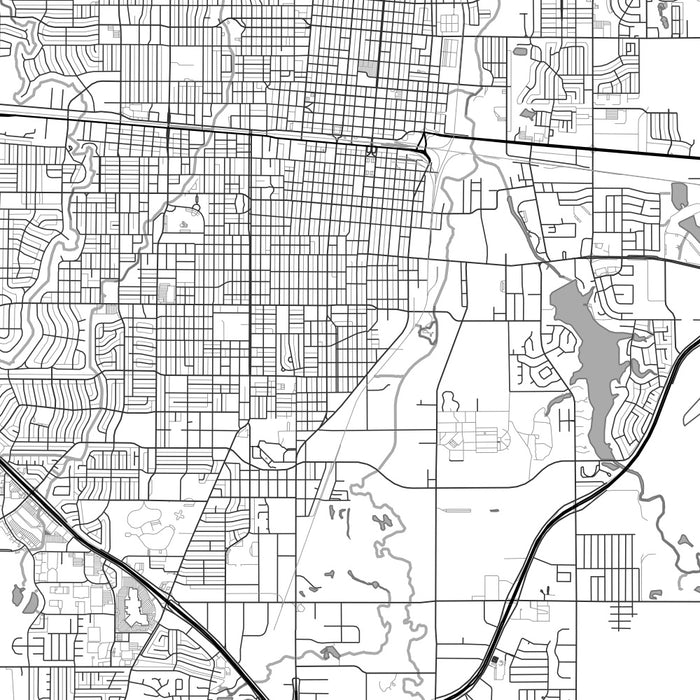 Abilene Texas Map Print in Classic Style Zoomed In Close Up Showing Details