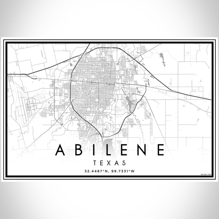 Abilene Texas Map Print Landscape Orientation in Classic Style With Shaded Background