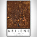 Abilene Texas Map Print Portrait Orientation in Ember Style With Shaded Background