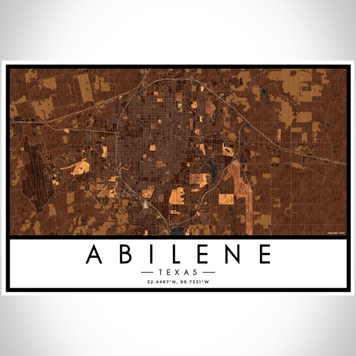 Abilene Texas Map Print Landscape Orientation in Ember Style With Shaded Background