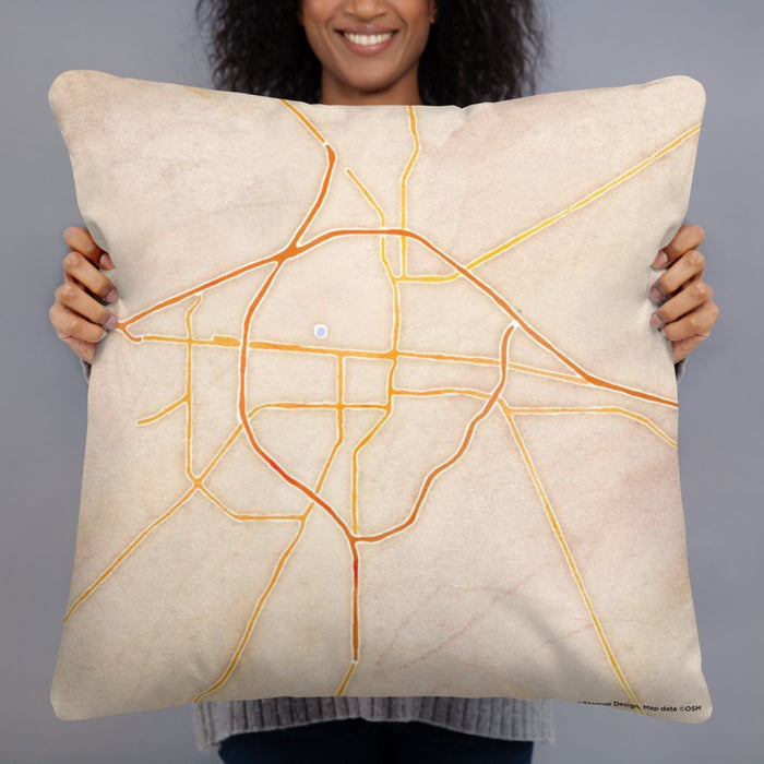 Person holding 22x22 Custom Abilene Texas Map Throw Pillow in Watercolor