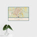 16x24 Abilene Texas Map Print Landscape Orientation in Woodblock Style With Tropical Plant Leaves in Water