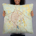 Person holding 22x22 Custom Abilene Texas Map Throw Pillow in Woodblock