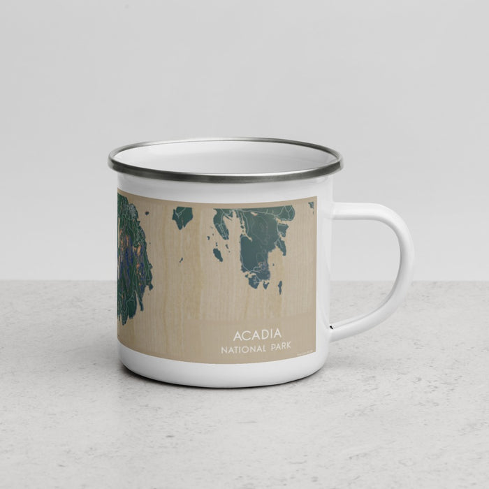 Right View Custom Acadia National Park Map Enamel Mug in Afternoon