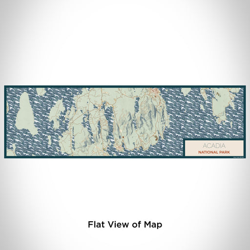 Flat View of Map Custom Acadia National Park Map Enamel Mug in Woodblock